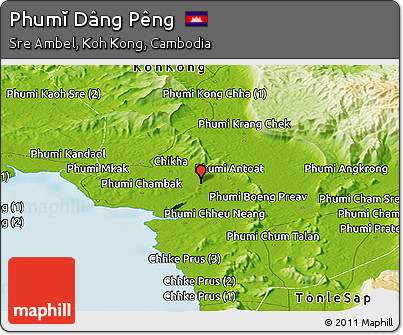 Physical Panoramic Map of Phumĭ Dâng Pêng