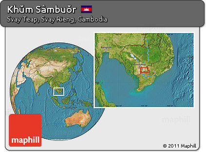 Satellite Location Map of Khŭm Sâmbuŏr