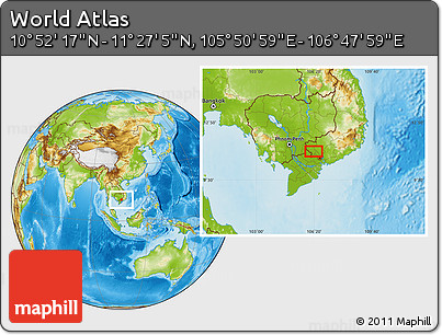 Physical Location Map of the Area around 11° 9' 41" N, 106° 19' 29" E