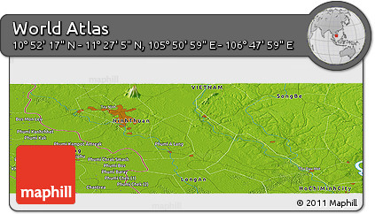 Physical Panoramic Map of the Area around 11° 9' 41" N, 106° 19' 29" E