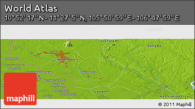Physical Panoramic Map of the Area around 11° 9' 41" N, 106° 19' 29" E