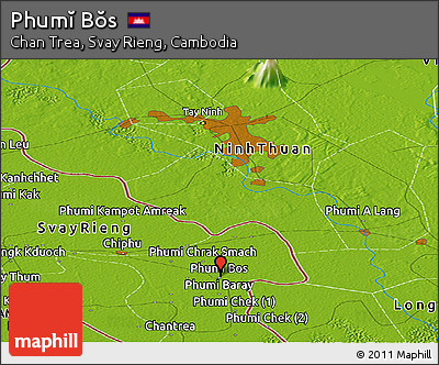 Physical Panoramic Map of Phumĭ Bŏs