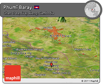 Satellite Panoramic Map of Phumĭ Baray