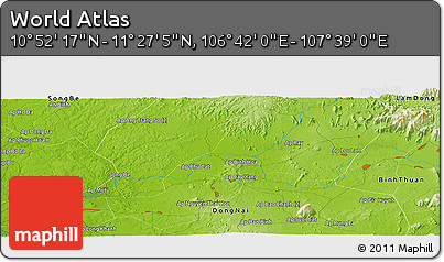 Physical Panoramic Map of the Area around 11° 9' 41" N, 107° 10' 30" E