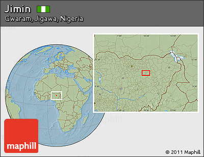 Savanna Style Location Map of Jimin, hill shading