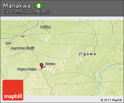 Physical Panoramic Map of Manakwa