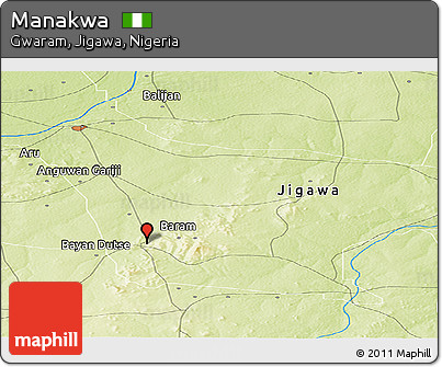 Physical Panoramic Map of Manakwa