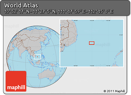 Gray Location Map of the Area around 11° 9' 41" N, 112° 16' 30" E