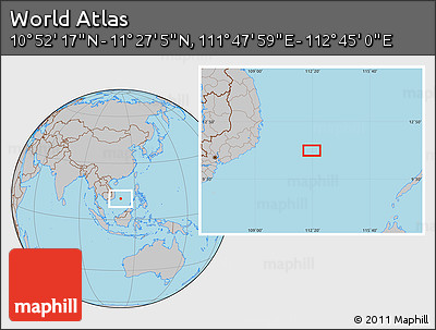 Gray Location Map of the Area around 11° 9' 41" N, 112° 16' 30" E