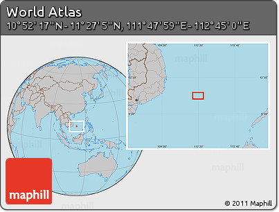 Gray Location Map of the Area around 11° 9' 41" N, 112° 16' 30" E