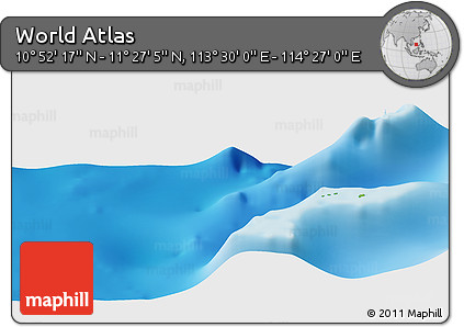 Physical Panoramic Map of the Area around 11° 9' 41" N, 113° 58' 29" E