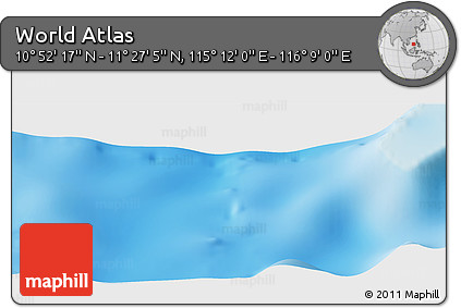 Physical Panoramic Map of the Area around 11° 9' 41" N, 115° 40' 30" E