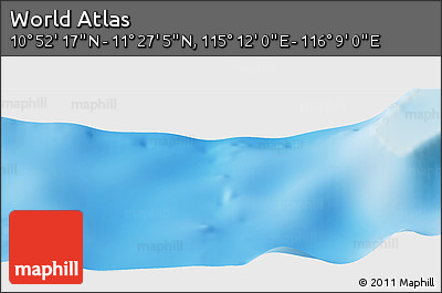Physical Panoramic Map of the Area around 11° 9' 41" N, 115° 40' 30" E