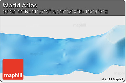 Physical Panoramic Map of the Area around 11° 9' 41" N, 115° 40' 30" E