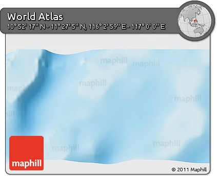 Physical 3D Map of the Area around 11° 9' 41" N, 116° 31' 30" E