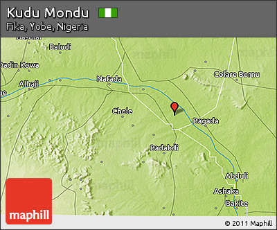 Physical 3D Map of Kudu Mondu