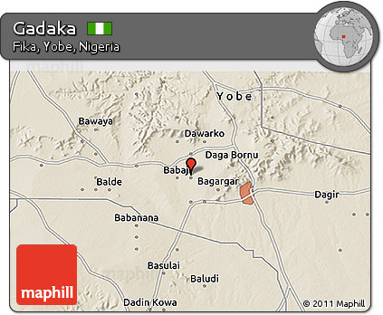 Shaded Relief 3D Map of Gadaka