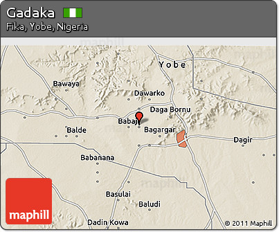 Shaded Relief 3D Map of Gadaka