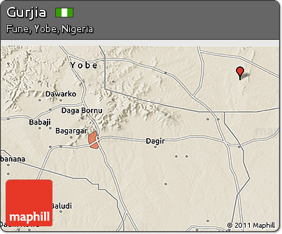 Shaded Relief 3D Map of Gurjia