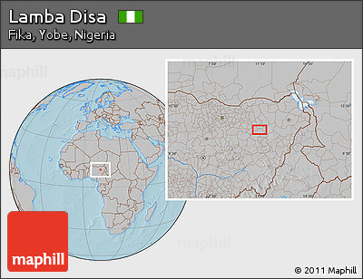 Gray Location Map of Lamba Disa, hill shading