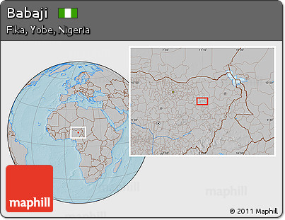 Gray Location Map of Babaji, hill shading