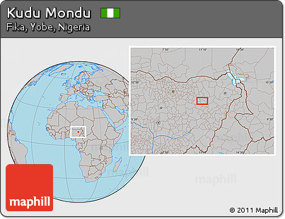 Gray Location Map of Kudu Mondu