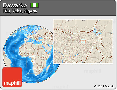Shaded Relief Location Map of Dawarko