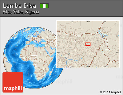 Shaded Relief Location Map of Lamba Disa