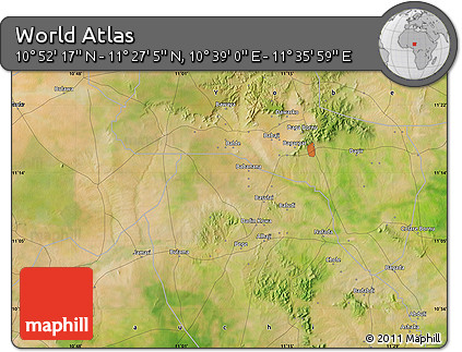 Satellite Map of the Area around 11° 9' 41" N, 11° 7' 30" E