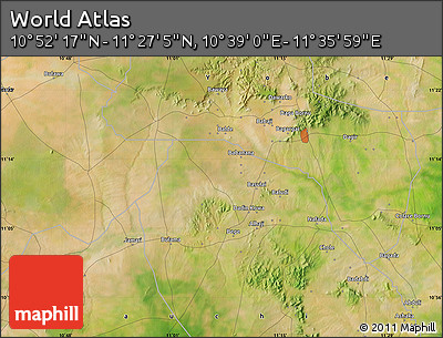 Satellite Map of the Area around 11° 9' 41" N, 11° 7' 30" E