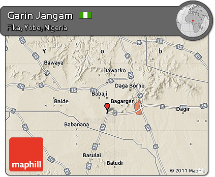 Shaded Relief Map of Garin Jangam