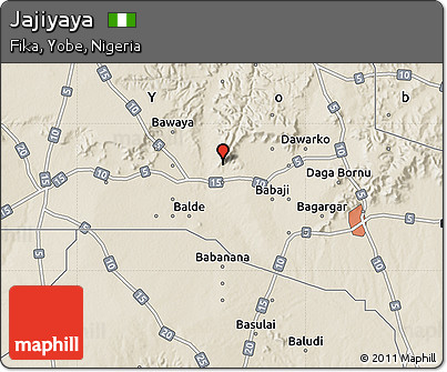 Shaded Relief Map of Jajiyaya