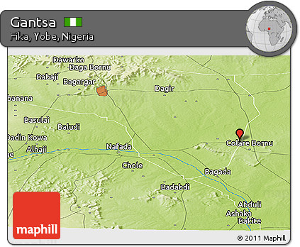 Physical Panoramic Map of Gantsa