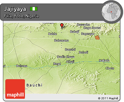Physical Panoramic Map of Jajiyaya