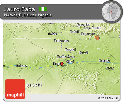 Physical Panoramic Map of Jauro Baba