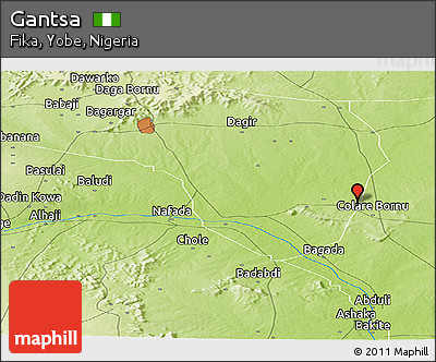 Physical Panoramic Map of Gantsa