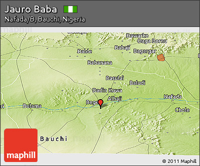 Physical Panoramic Map of Jauro Baba