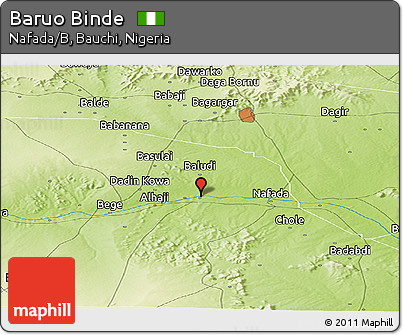 Physical Panoramic Map of Baruo Binde