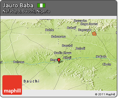 Physical Panoramic Map of Jauro Baba