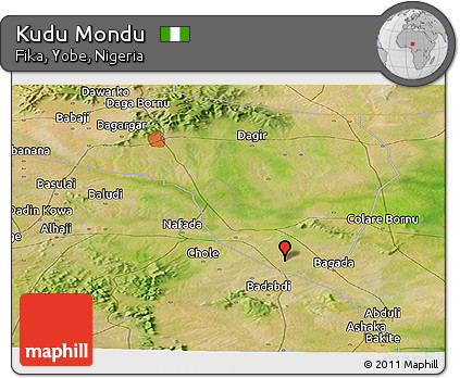 Satellite Panoramic Map of Kudu Mondu
