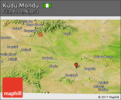 Satellite Panoramic Map of Kudu Mondu