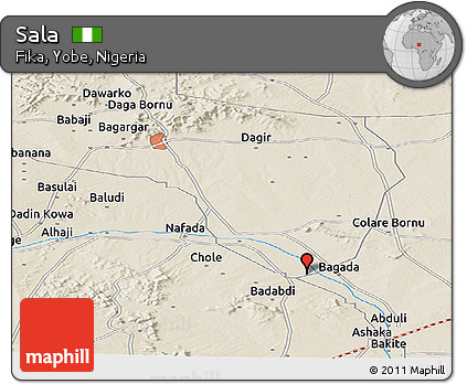 Shaded Relief Panoramic Map of Sala
