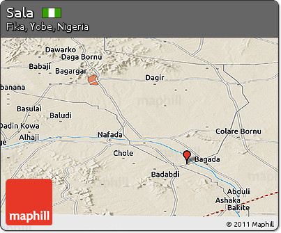 Shaded Relief Panoramic Map of Sala