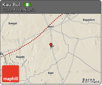 Shaded Relief 3D Map of Kau Bul