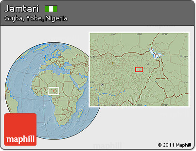 Savanna Style Location Map of Jamtari, hill shading