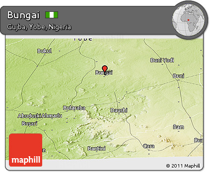 Physical Panoramic Map of Bungai