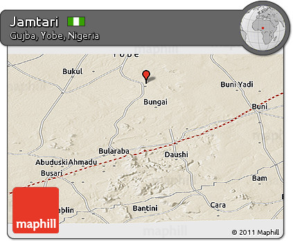 Shaded Relief Panoramic Map of Jamtari