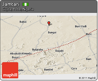 Shaded Relief Panoramic Map of Jamtari
