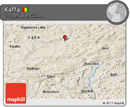 Shaded Relief Panoramic Map of Kaffa