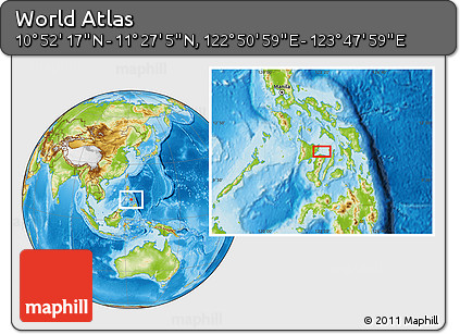 Physical Location Map of the Area around 11° 9' 41" N, 123° 19' 29" E
